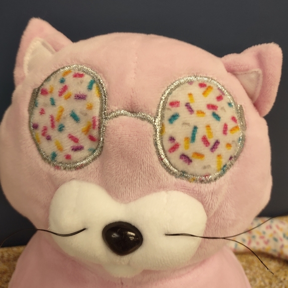 βideal toys Pink Cat Kitten Kitty Sprinkle Sitting Long tail Plush 19in - Picture 7 of 17